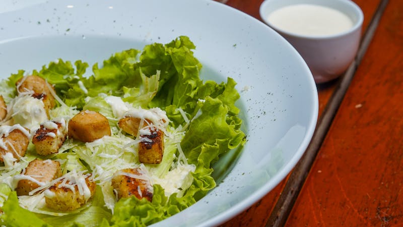 caesar salad with croutons and parmesan