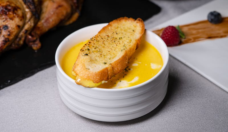 garlic bread with herbs and melted cheese
