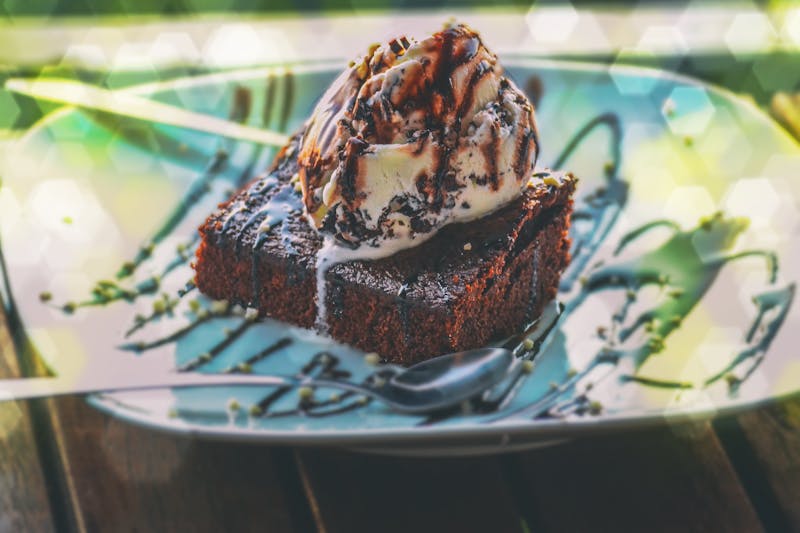 warm chocolate lava cake with ice cream